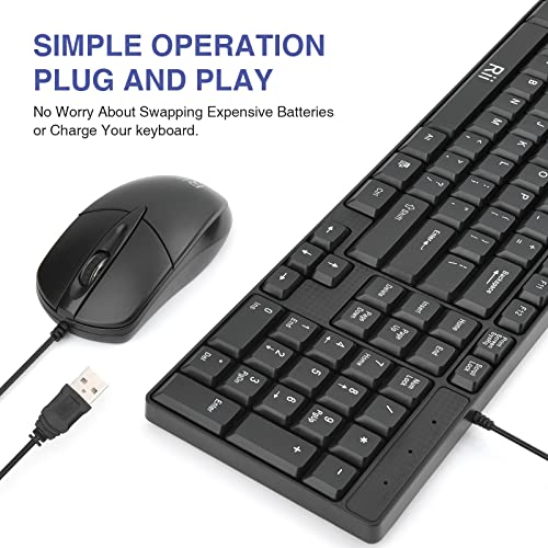 Rii RK203 Ultra Slim USB Wired Keyboard and Mouse