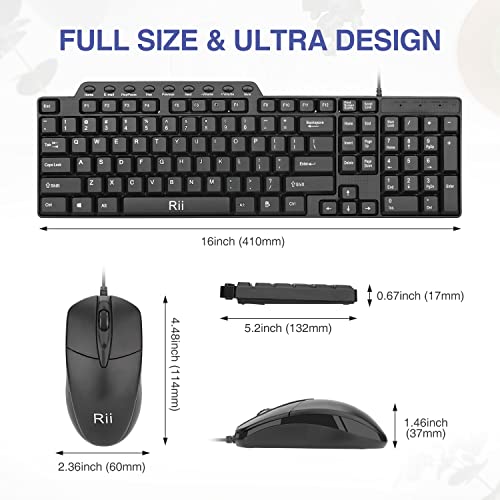 Rii RK203 Ultra Slim USB Wired Keyboard and Mouse