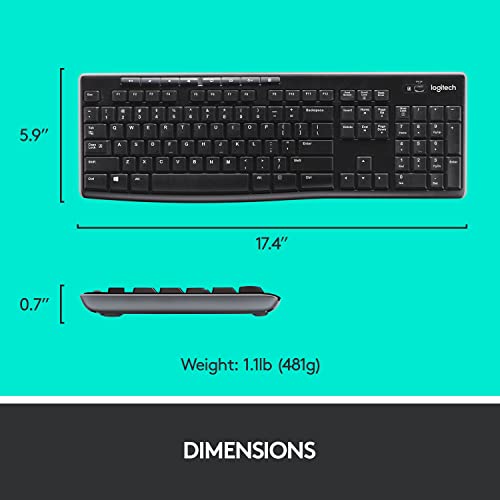 Logitech MK270 Wireless Keyboard & Mouse Combo, 2.4GHz, Windows