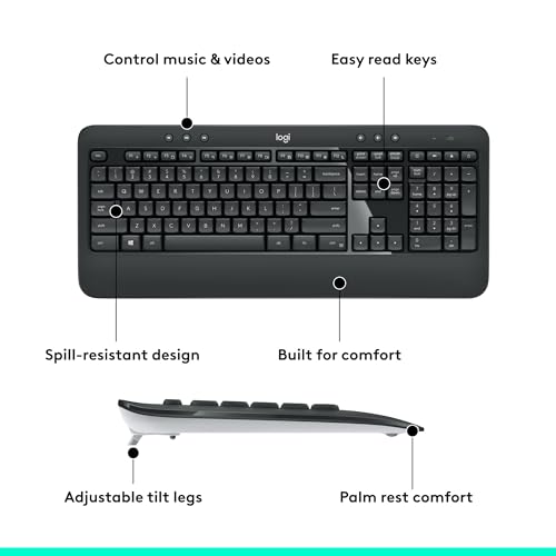 Logitech MK540 Wireless Keyboard and Mouse Combo, 2.4GHz