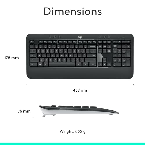 Logitech MK540 Wireless Keyboard and Mouse Combo, 2.4GHz
