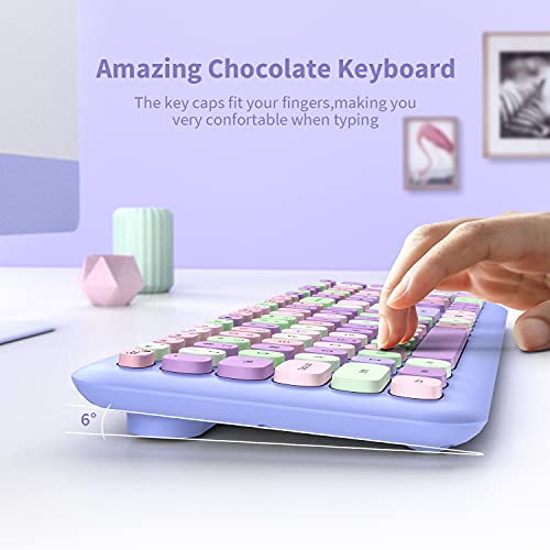 2.4GHz Wireless Keyboard and Mouse Combo, Colorful Retro Style