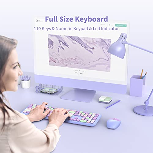 2.4GHz Wireless Keyboard and Mouse Combo, Colorful Retro Style