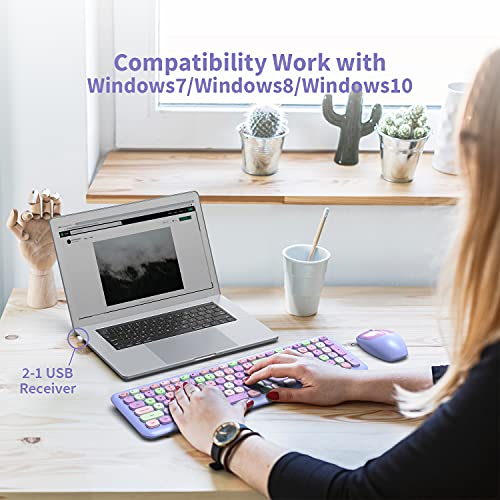 2.4GHz Wireless Keyboard and Mouse Combo, Colorful Retro Style