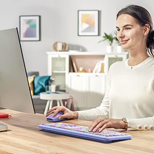 2.4GHz Wireless Keyboard and Mouse Combo, Colorful Retro Style