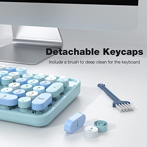 MOFII Blue Retro Wireless Keyboard-Mouse Combo, PC/Laptop/Mac-Windows