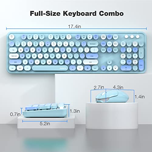 MOFII Blue Retro Wireless Keyboard-Mouse Combo, PC/Laptop/Mac-Windows
