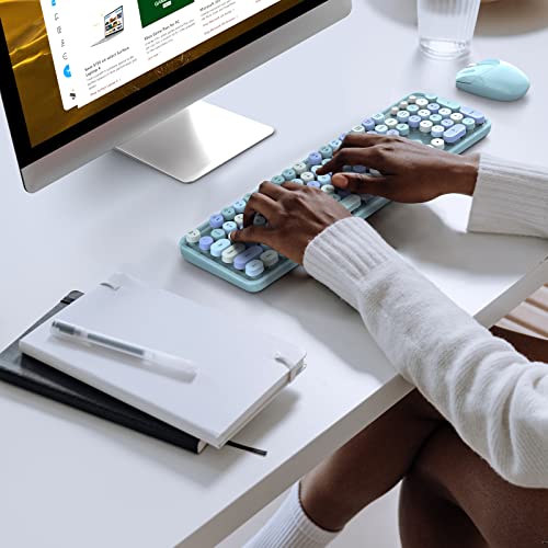 MOFII Blue Retro Wireless Keyboard-Mouse Combo, PC/Laptop/Mac-Windows