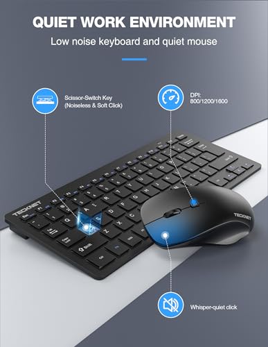 TECKNET Mini Wireless Keyboard and Mouse Combo Kit