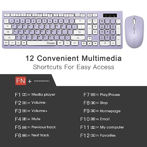 Purple Wireless Keyboard and Mouse Combo, Adjustable DPI