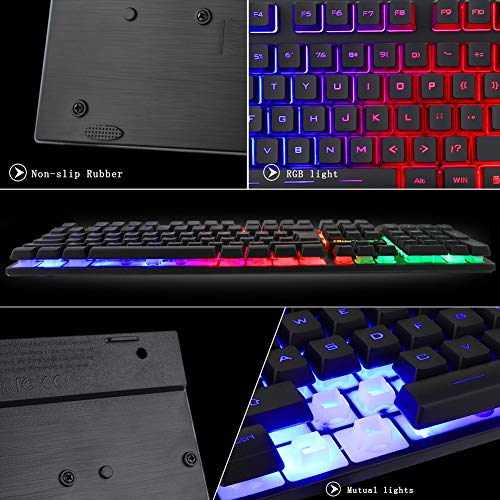 BlueFinger RGB Gaming Keyboard and Backlit Mouse Combo