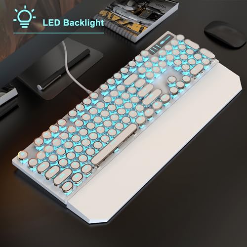 Retro Punk Gaming Keyboard and Mouse Combo, Blue LED