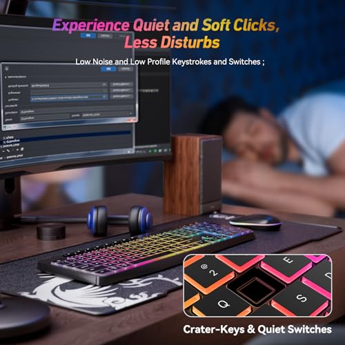 Backlit Wireless Keyboard & Mouse Combo, Rechargeable, Ergonomic
