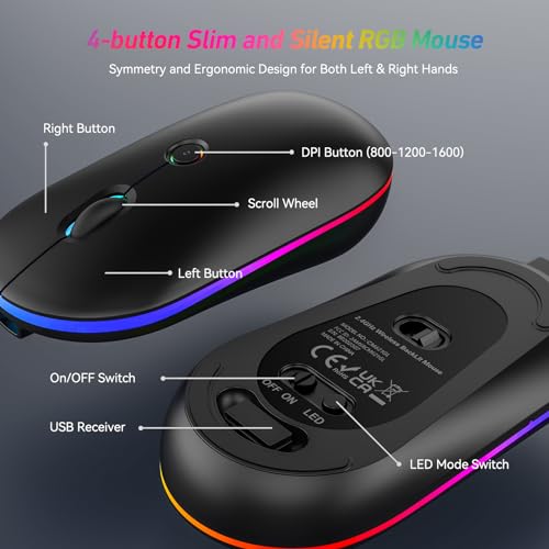Backlit Wireless Keyboard & Mouse Combo, Rechargeable, Ergonomic