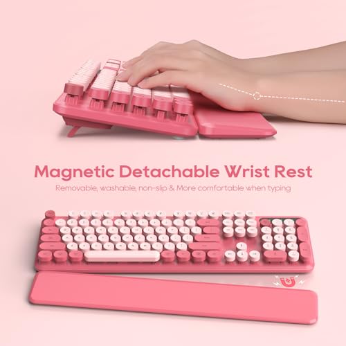 Pink Retro Wireless Keyboard and Mouse Combo