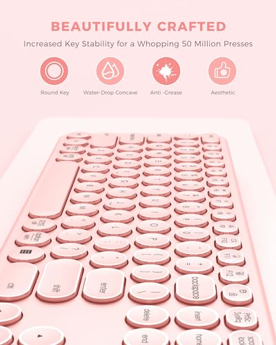 Cute Pink Wireless Keyboard and Mouse Combo for Mac, Windows
