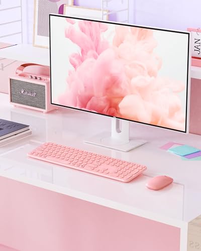 Cute Pink Wireless Keyboard and Mouse Combo for Mac, Windows