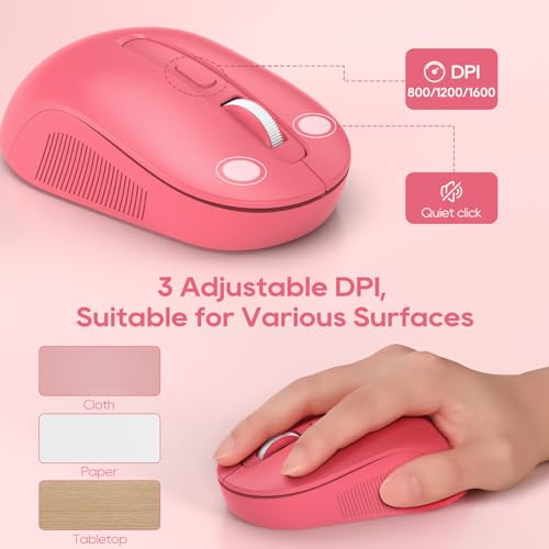 Pink Retro Wireless Keyboard and Mouse Combo