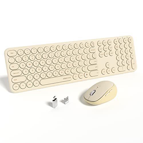 UBOTIE Quiet Wireless Keyboards and Mouse Set (Light Khaki)