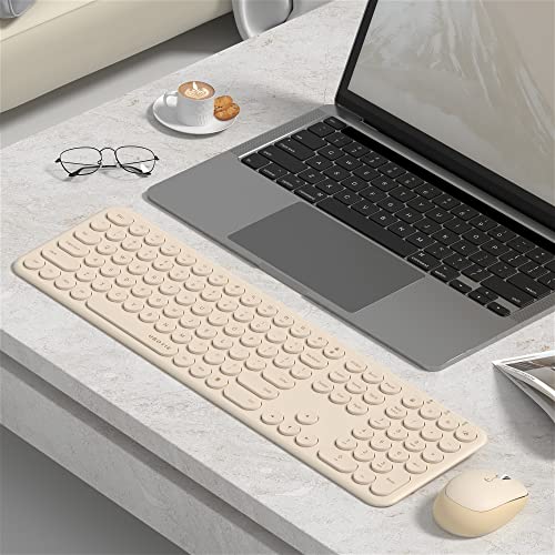 UBOTIE Quiet Wireless Keyboards and Mouse Set (Light Khaki)