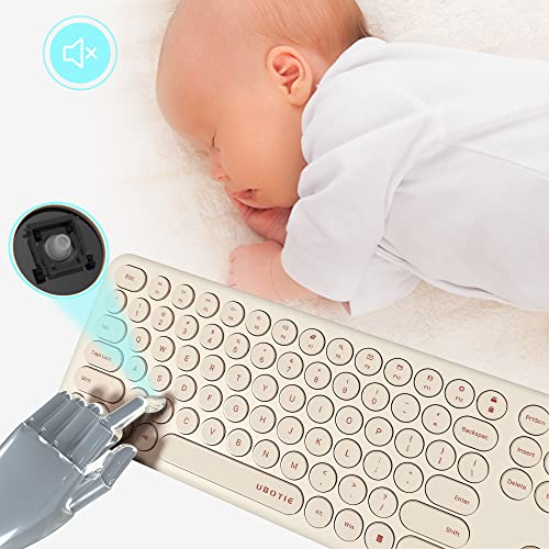 UBOTIE Quiet Wireless Keyboards and Mouse Set (Light Khaki)