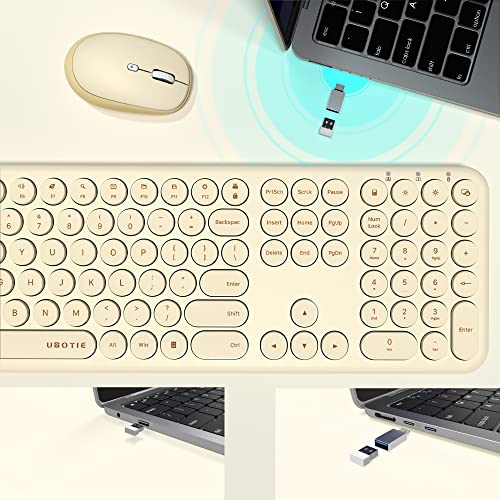UBOTIE Quiet Wireless Keyboards and Mouse Set (Light Khaki)