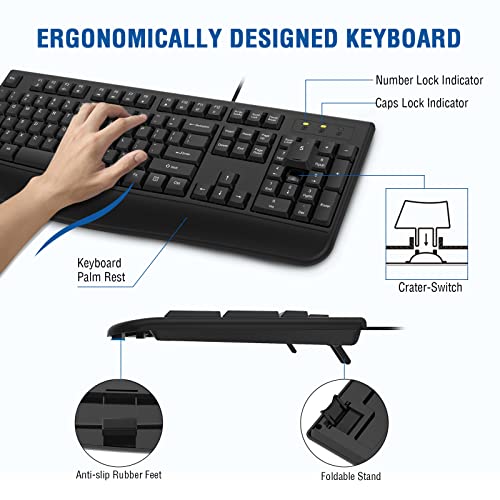 Ergonomic Keyboard and Mouse Combo for Windows and Mac