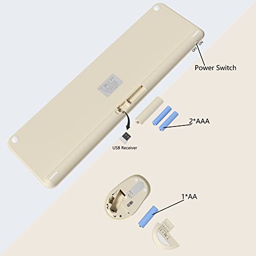 UBOTIE Quiet Wireless Keyboards and Mouse Set (Light Khaki)