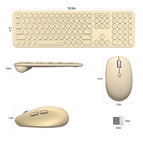 UBOTIE Quiet Wireless Keyboards and Mouse Set (Light Khaki)