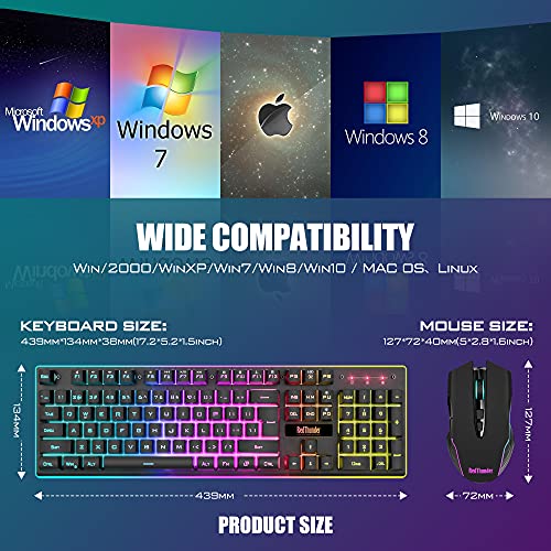 RedThunder K10 Wireless Gaming Keyboard and Mouse Combo