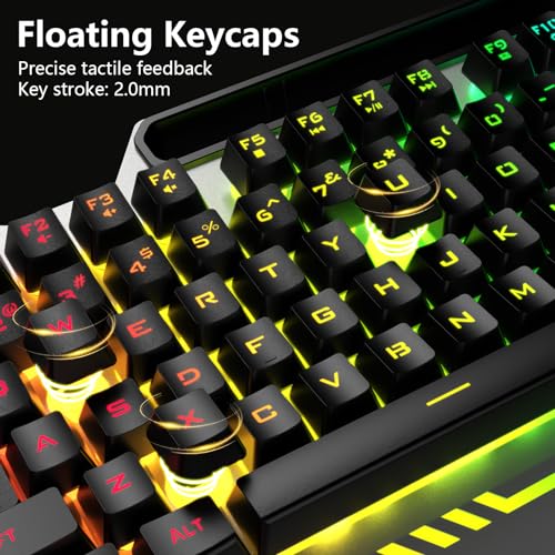 AULA T102 Gaming Keyboard & Mouse Combo RFGB Backlit, All-Metal Panel, Waterproof