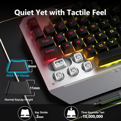 AULA T102 Gaming Keyboard & Mouse Combo RFGB Backlit, All-Metal Panel, Waterproof