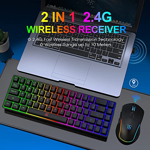Snpurdiri 60% Wireless Gaming Keyboard and Mouse Combo