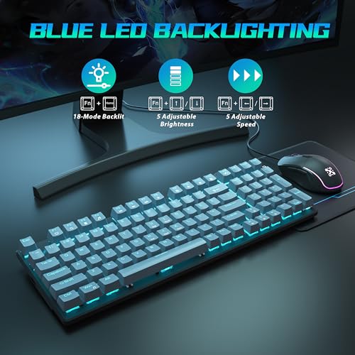 RGB Mechanical Gaming Keyboard and Mouse Combo with Pad