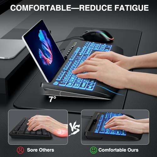Backlit Keyboard and Mouse Combo with Large Print
