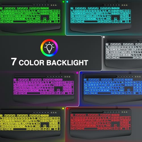 Backlit Keyboard and Mouse Combo with Large Print