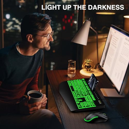 Backlit Keyboard and Mouse Combo with Large Print