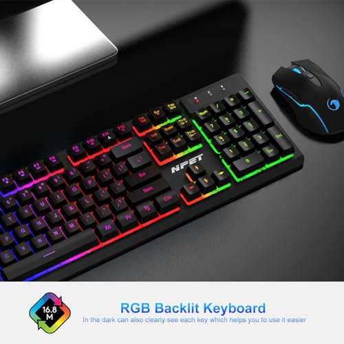 NPET S21 Wireless Gaming Keyboard & Mouse Combo, RGB