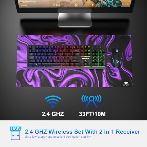 NPET S21 Wireless Gaming Keyboard & Mouse Combo, RGB