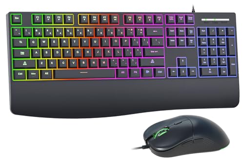 Full-Sized Ergonomic Keyboard and Mouse Combo with Backlit Keys
