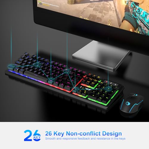 NPET S21 Wireless Gaming Keyboard & Mouse Combo, RGB