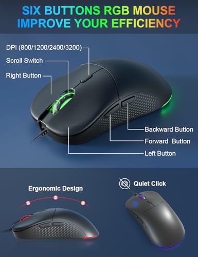 Full-Sized Ergonomic Keyboard and Mouse Combo with Backlit Keys