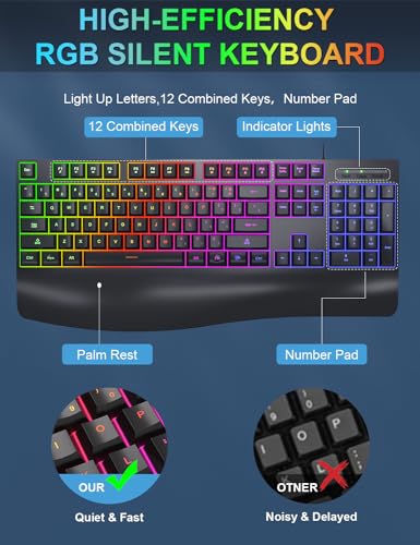Full-Sized Ergonomic Keyboard and Mouse Combo with Backlit Keys