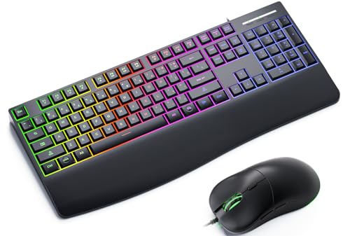 Full-Sized Ergonomic Keyboard and Mouse Combo with Backlit Keys
