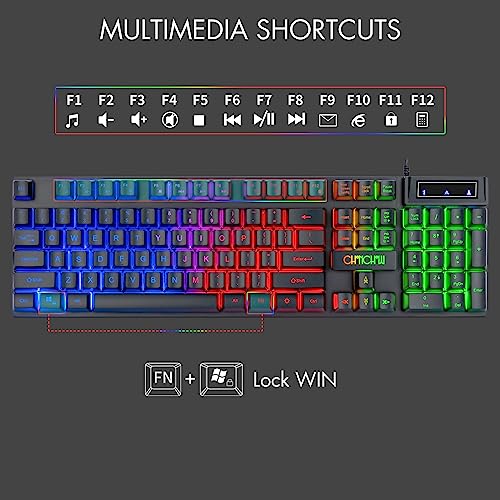 CHONCHOW Gaming Keyboard and Mouse USB Wired Rainbow