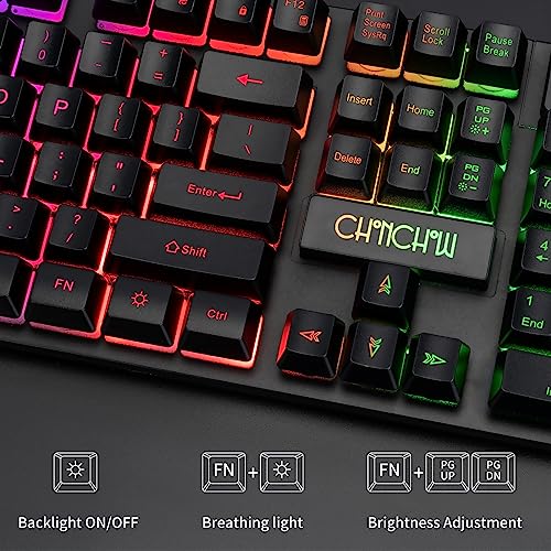 CHONCHOW Gaming Keyboard and Mouse USB Wired Rainbow