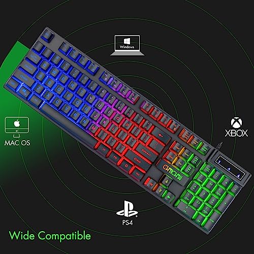 CHONCHOW Gaming Keyboard and Mouse USB Wired Rainbow