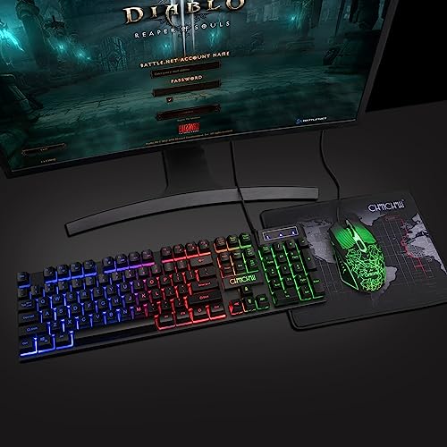 CHONCHOW Gaming Keyboard and Mouse USB Wired Rainbow