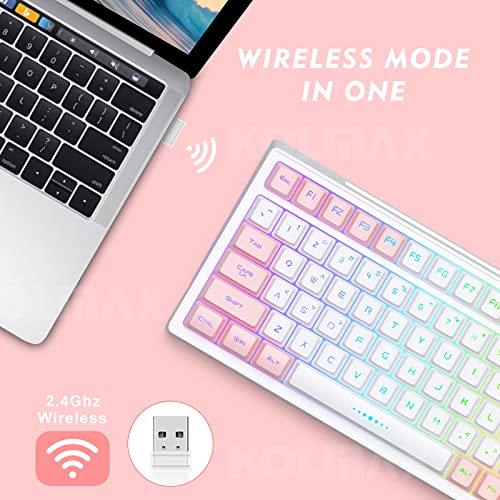 White RGB Backlit Wireless Keyboard & Mouse Combo, 98 Keys