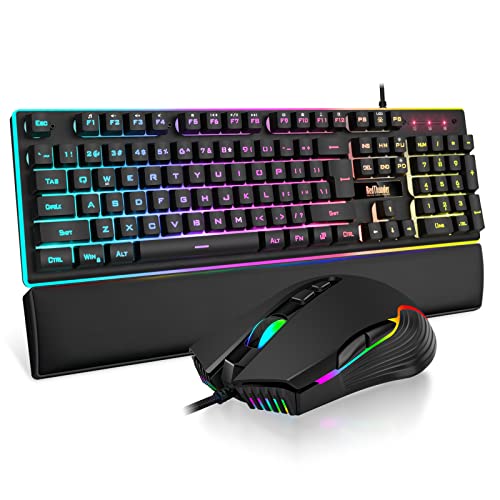 RedThunder K10 Gaming Keyboard Mouse Wrist Rest Combo